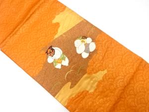 雲取りに青海波・御所人形模様　刺繍　名古屋帯